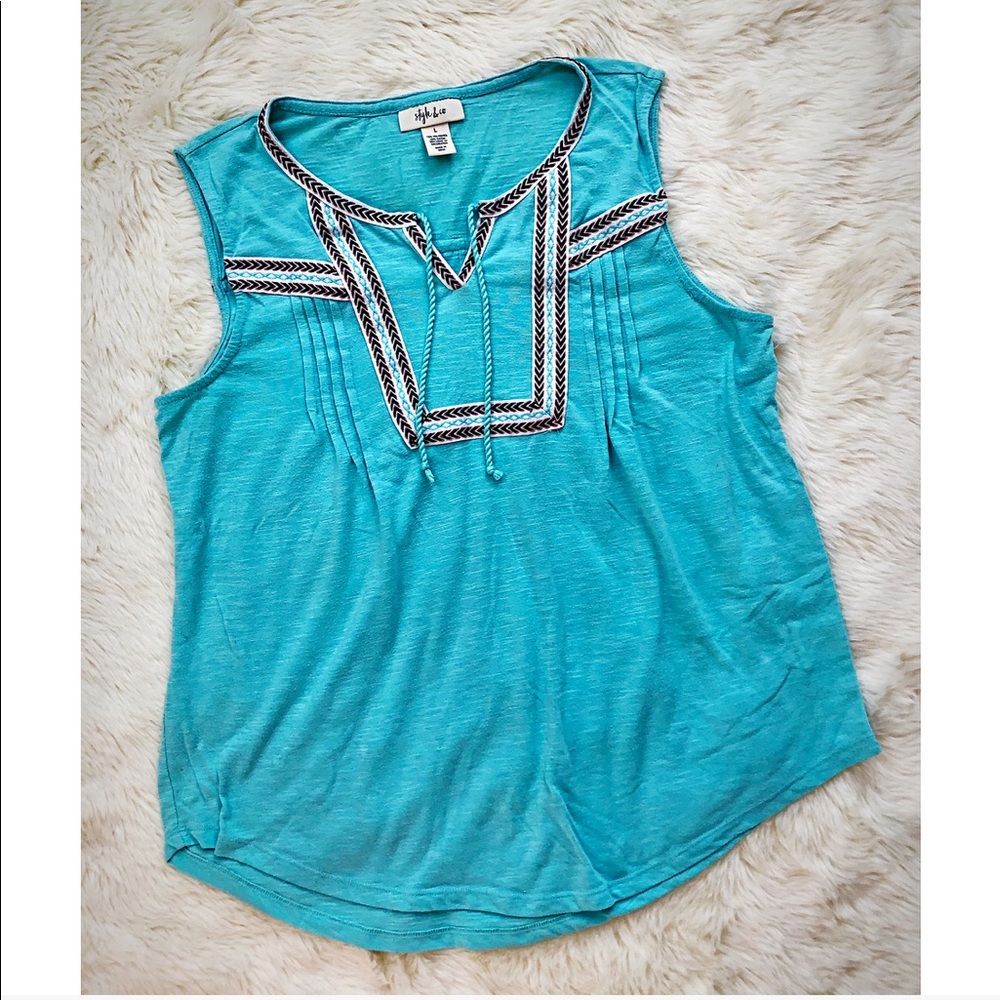 🔅3/$15🔅 STYLE & CO Aqua Boho Top